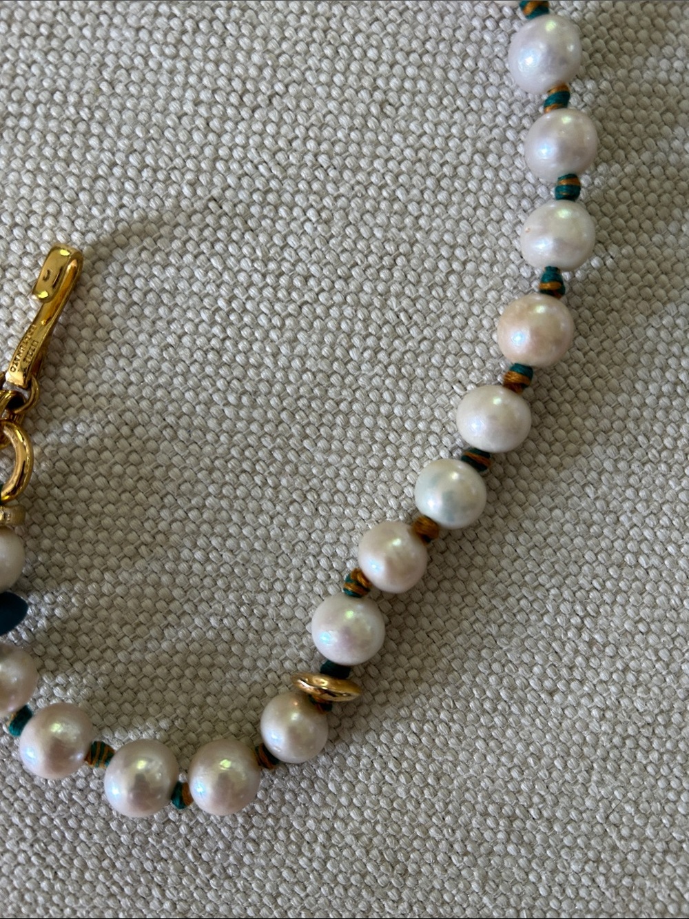 Lizzie Fortunato Pearl Necklace with Gold Accents and Teal Bead Details - Picture 5 of 5